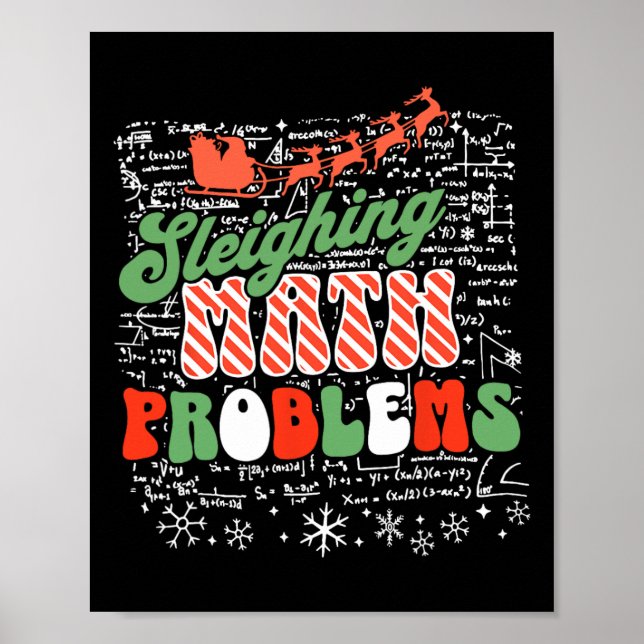 Poster Sleighing Math Problem Math Enseignant Noël (Devant)