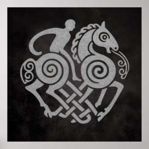 Poster Sleipnir et Odin Symbole Mythologie Nordique Desig