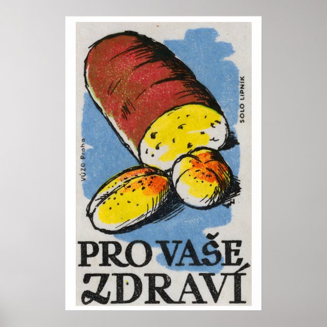 Poster Sliced Bread - Matchbox Print - Czech Wall Art (Devant)