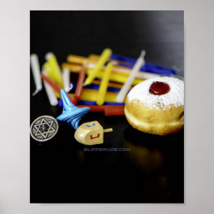 Poster SlipperyJoe Hanukkah nature morte symbolique fête