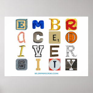 Poster SlipperyJoe's embrasse diversité lettres découpées
