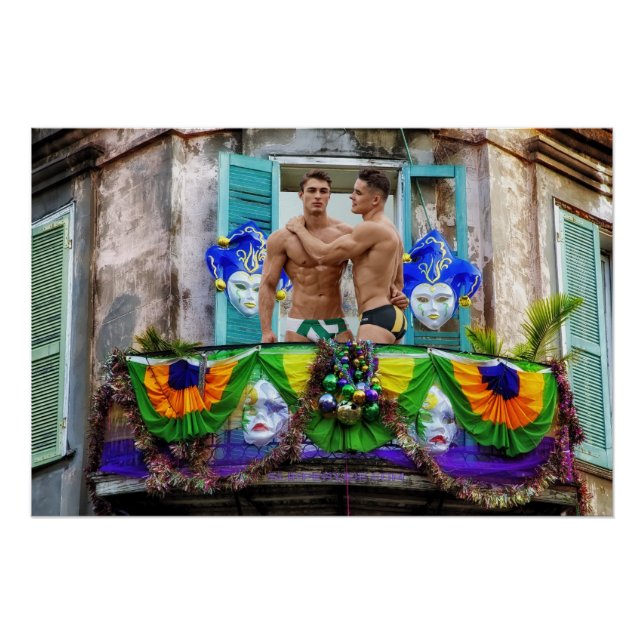 Poster SlipperyJoe's Mardi Gras Hommes violet or vert bal (Devant)