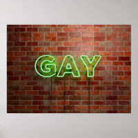 SlipperyJoe's neon Gay Sign mot de mur en briques