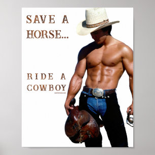 Poster SlipperyJoe's sauve cheval monter chapeau de cowbo