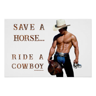 Poster SlipperyJoe's sauve cheval monter chapeau de cowbo