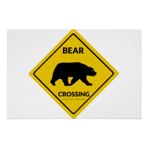 Poster SlipperySignal de passage de l'ours de Joe silhoue