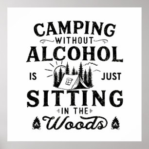 Poster Slogan de campeur drôle citations de camping en bu