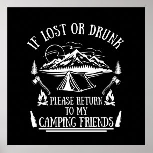 Poster Slogan de campeur drôle citations de camping et de