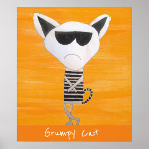 Poster slogan de chat croustillant avec lunettes de solei