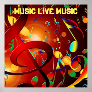 Poster Slogan de musique en direct coloré