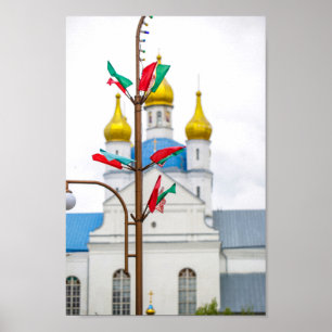 Poster Slonim Belarus Drapeau Ville Architecture Eglise