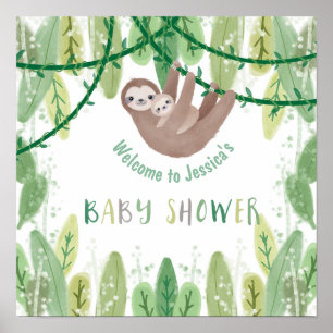 Poster Sloth Baby Boy Douche Jungle Thème Bienvenue