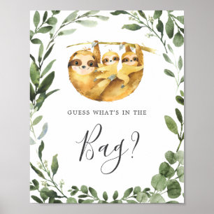 Poster Sloth Baby shower Devinez ce qu'il y a dans le jeu