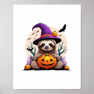 Poster Sloth Casquette rose Halloween