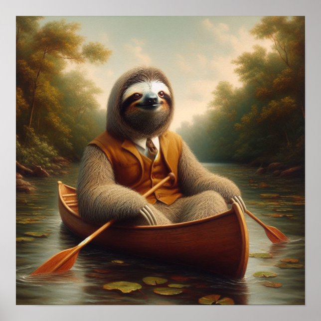Poster Sloth Dans Un Canoë (Devant)