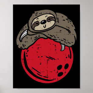 Poster Sloth Dormir Sur Bowling Ball Drôle Bowler Hommes 
