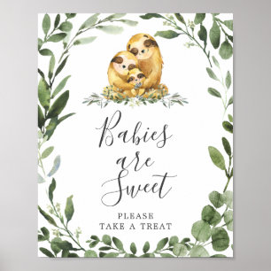 Poster Sloth Family Baby shower Baby are Sweet Sign