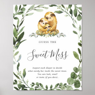 Poster Sloth Family Baby shower Devine Le Mess Sweet
