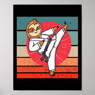 Poster Sloth Karate Black Belt Sloth Lover Japonais Sport