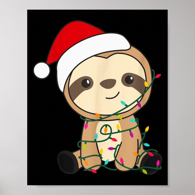 Poster Sloth Merry Christmas Winter Sloths Christmas  (Devant)