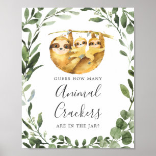 Poster Sloths Baby shower Devine Combien De Crackers Anim