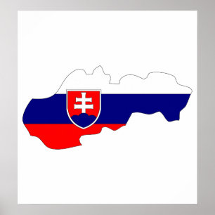 Poster Slovaquie - Carte Drapeau Plein format