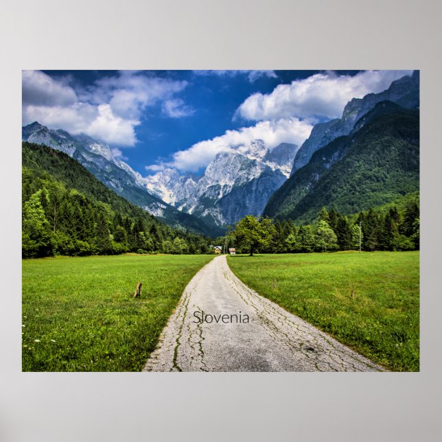 Poster Slovénie, photo pittoresque avec Alpes (Devant)