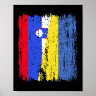 Poster Slovénie Ukraine Demi-Drapeau Slovène Ukrainien Hé
