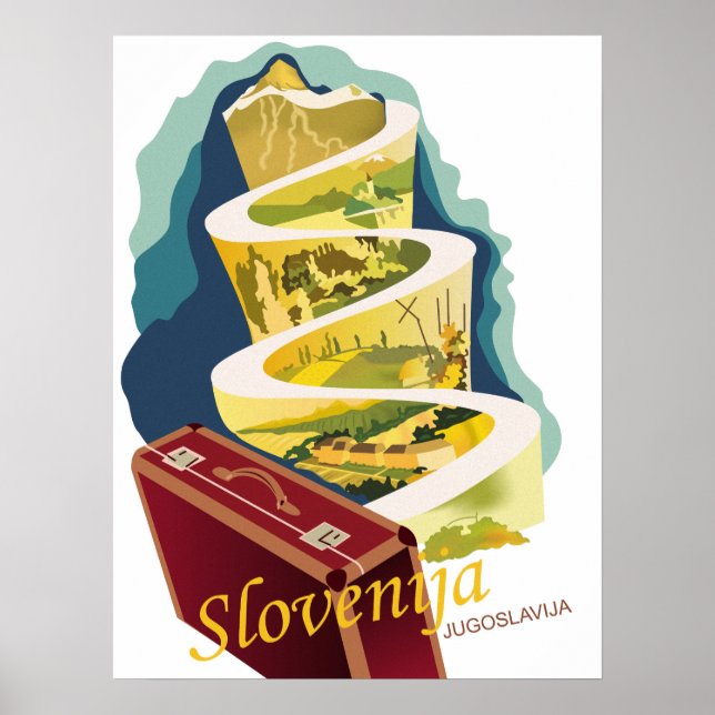 Poster Slovénie, Yougoslavie, voyage vintage (Devant)