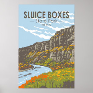 Poster Sluice Boxes State Park Montana Vintage