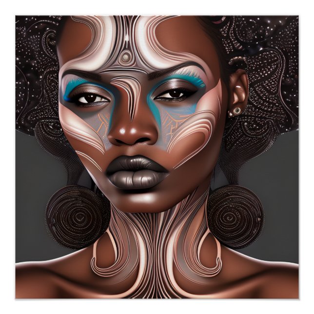 Poster Smart Queen Auburn Brown cheveux Black Melanin Afr (Devant)