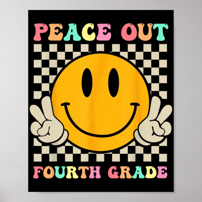 Poster Smile Face Peace Out 4ème Grade Cl De 2023 (Devant)