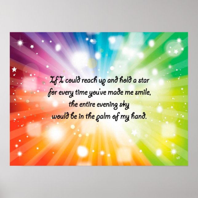Poster Smile Inspirational Happy Cote Star Rainbow (Devant)