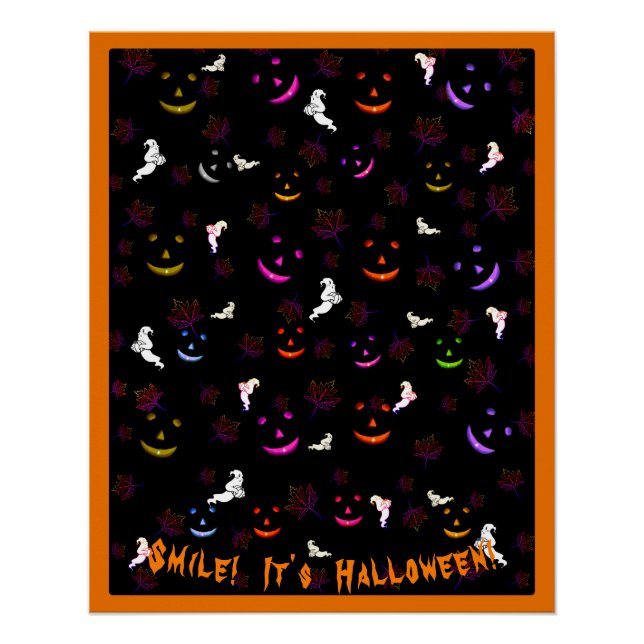 Poster Smile It's Happy Halloween Fall Éffrayant Fantôme (Devant)
