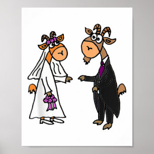 Poster Smiletodaytees Goat Bride Et Groom Mariage _1