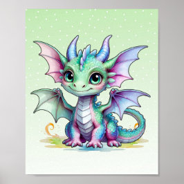 Poster Smiling Dragon Nursery Art