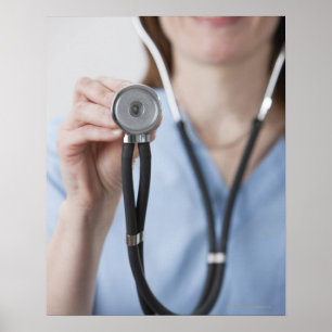 Poster Smiling female doctor with stethoscope