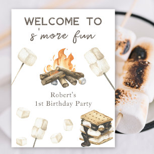 Poster S'more fun 1ère fête d'anniversaire Bienvenue