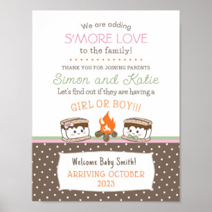 Poster S'more Love thème bébé genre révéler baby shower