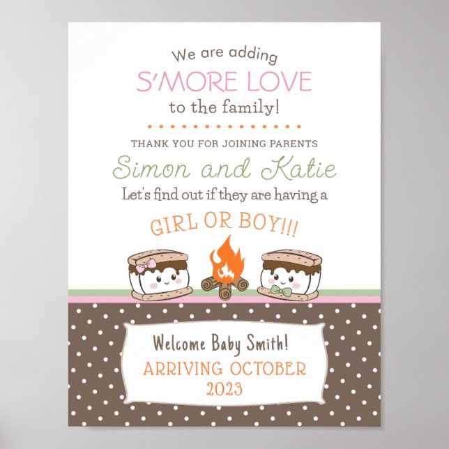 Poster S'more Love thème bébé genre révéler baby shower (Devant)