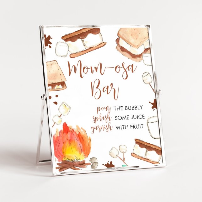 Poster S'mores Camping Baby shower Maman Osa Bar (Smore Fun Baby Shower Mom Osa Bar Sign)
