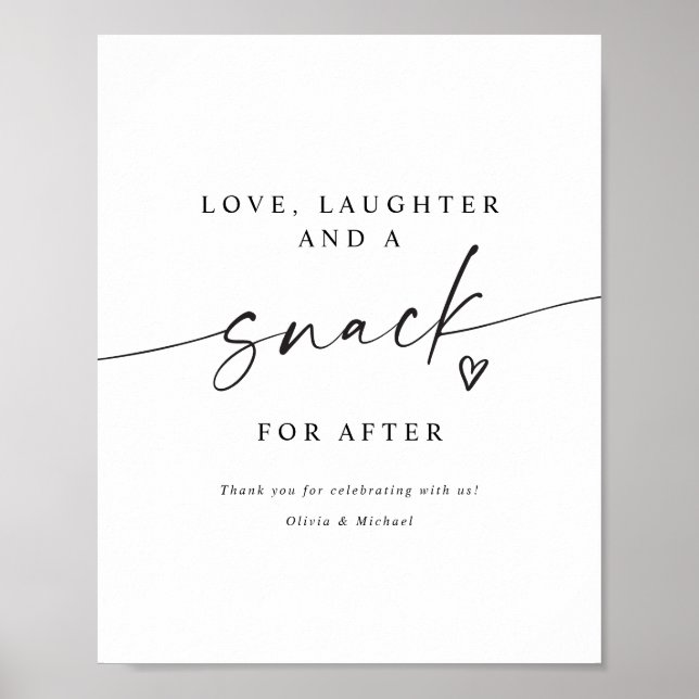 Poster Snack for After Modern Handwritten Wedding Sign (Devant)