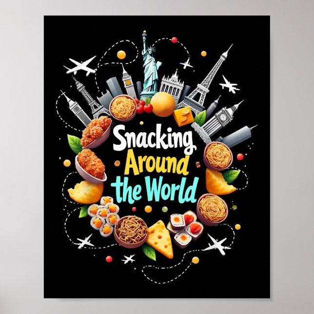 Poster Snacking Autour Du Monde Fast Food Travel Travele (Devant)