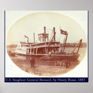 Poster Snagboat américain "General Barnard" 1885