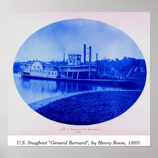 Poster Snagboat américain "General Barnard" 1885