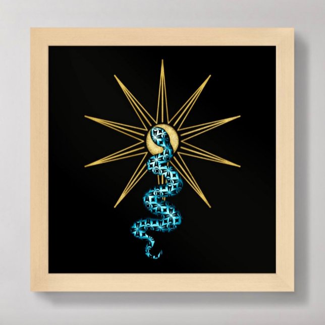 Poster Snake Spirituel mur art Stars or bleu noir (Créateur téléchargé)