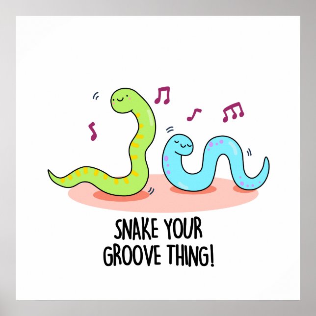 Poster Snake Your Groove Thé Drôle Disco Worm Pun (Devant)