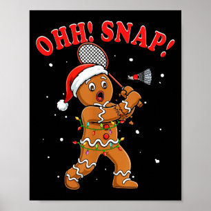 Poster Snap Noël Santa Pain d'épice Jouant au Badminton