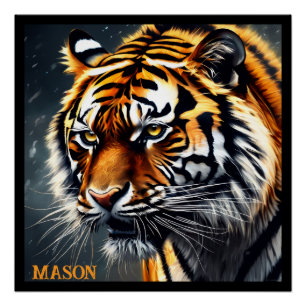Poster Snarling Tiger Nom personnalisé