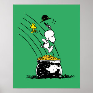 Poster Snoopy Jumping dans le pot d'or